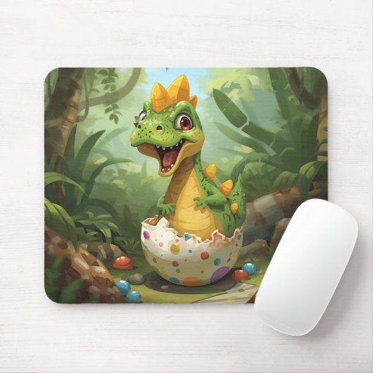 Cute Baby Dino Hatchling Mousepad (Mit Mouse)