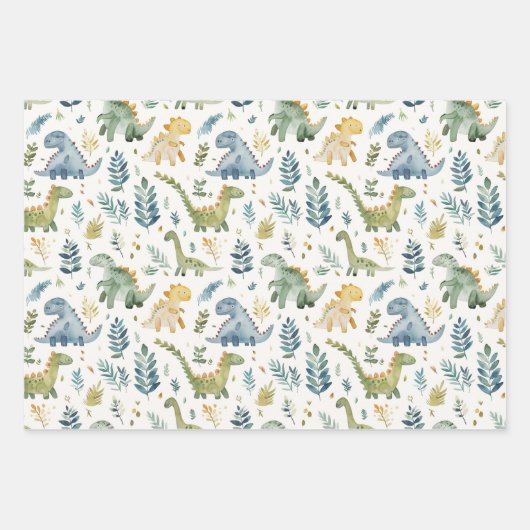 Cute Baby Dinos im boho-Stil nahtlos Geschenkpapier Set (Vorderseite 2)