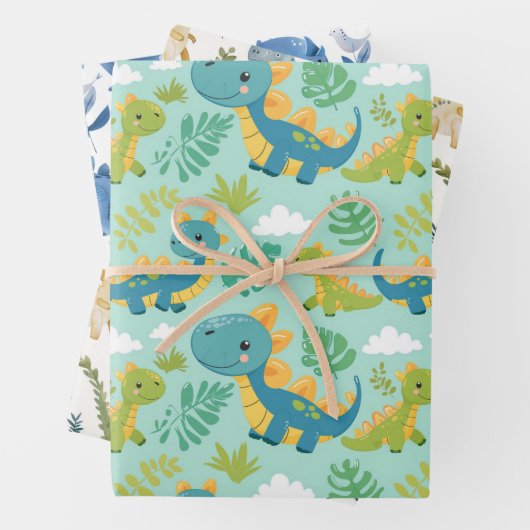 Cute Baby Dinos im boho-Stil nahtlos Geschenkpapier Set (Beispiel)
