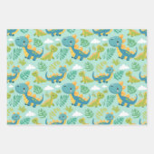 Cute Baby Dinos im boho-Stil nahtlos Geschenkpapier Set (Vorderseite)