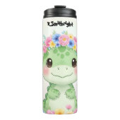 Cute Baby Dinosaur Flower Crown Thermosbecher (Vorderseite)