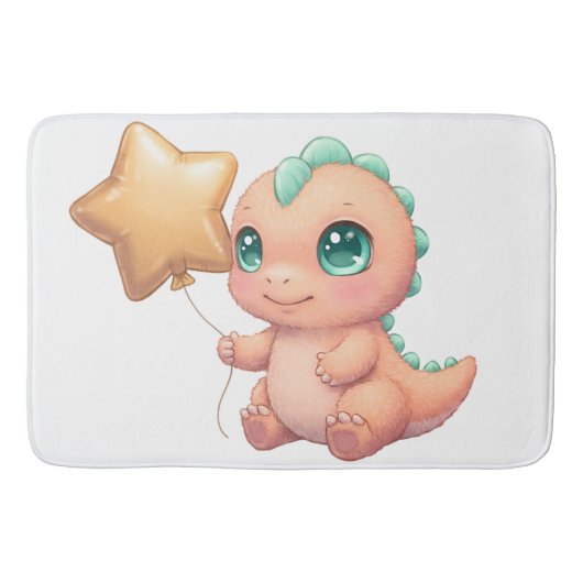 Cute Baby Dinosaur Holding Star Balloon Badematte (Vorderseite)