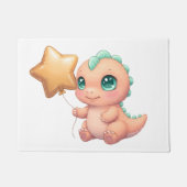 Cute Baby Dinosaur Holding Star Balloon Fußmatte (Vorderseite)