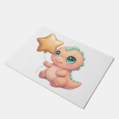 Cute Baby Dinosaur Holding Star Balloon Fußmatte (Schrägansicht)