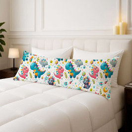 Cute Baby Dinosaur Teal Dino Body Pillow Cover Seitenschläferkissen