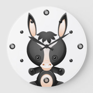 Cute Baby Donkey Wall Clock Große Wanduhr
