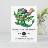 Cute Baby Dragon Birthday Einladung (Stehend Vorderseite)