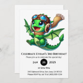Cute Baby Dragon Birthday Einladung (Vorne/Hinten)