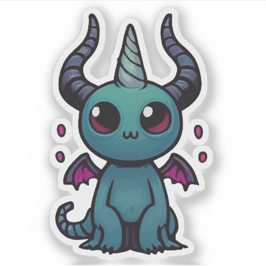 Cute Baby Dragon Demon - Kawaii Fantasy Aufkleber (Vorderseite)
