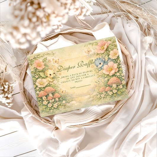 Cute Baby Dragon Fairytale Diapper Raffle Begleitkarte