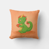 Cute Baby Dragon Holding Cup on Orange Kissen (Vorderseite)