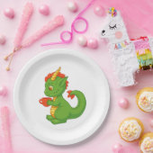 Cute Baby Dragon Holding Cup Pappteller (Party)