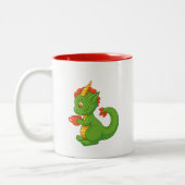 Cute Baby Dragon Holding Cup Two-Tone Mug Zweifarbige Tasse (Links)