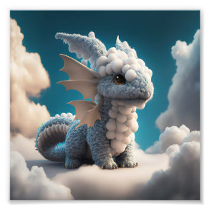 Cute Baby Dragon Made Of Clouds 1 - Midjourney Art Fotodruck