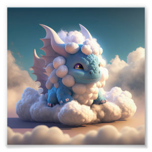 Cute Baby Dragon Made Of Clouds 4 - Midjourney Art Fotodruck