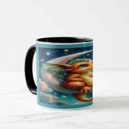 Cute Baby Dragon on Crescent Moon Magical Mug Tasse