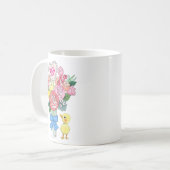 Cute Baby Duck with Pretty Flowers Mother gift Kaffeetasse (Vorderseite Links)