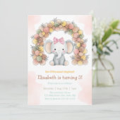 Cute Baby Elephant Balloon Arch Birthday  Einladung (Stehend Vorderseite)