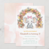 Cute Baby Elephant Balloon Arch Birthday  Einladung (Vorne/Hinten)