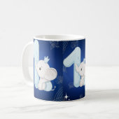 Cute Baby Elephant First Birthday Kaffeetasse (Vorderseite Links)
