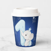 Cute Baby Elephant First Birthday Pappbecher (Rückseite)