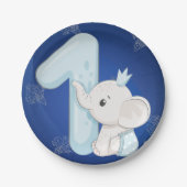 Cute Baby Elephant First Birthday Pappteller (Vorderseite)