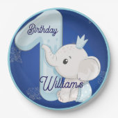Cute Baby Elephant First Birthday Pappteller (Vorderseite)