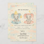 Cute Baby Elephant Gender Reveal Invitation Einladung (Vorne/Hinten)