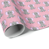 Cute baby elephant in pink for girls geschenkpapier (Rolleneckpunkt)
