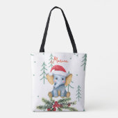 Cute Baby Elephant in Red Santa Hat Tasche (Rückseite)