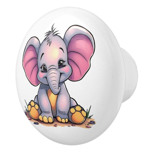 Cute Baby Elephant  Keramikknauf (Rechts)