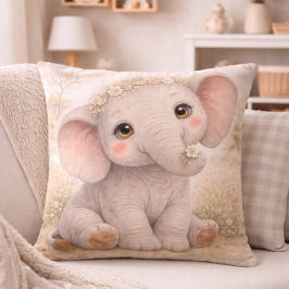 Cute Baby Elephant Neutral Nursery  Kissen