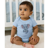 Cute Baby Elephant Personalized Name Baby Bodysuit Baby Strampler