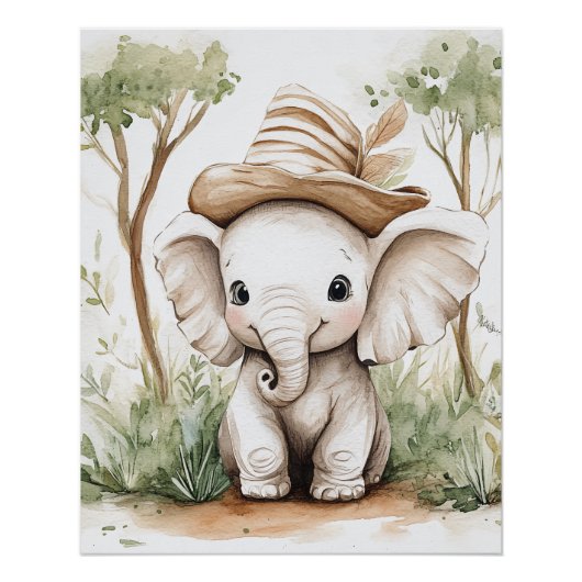 Cute Baby Elephant Poster (Vorderseite)