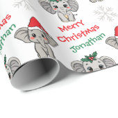 Cute Baby Elephant Santa Hat Christmas Geschenkpapier (Rolleneckpunkt)