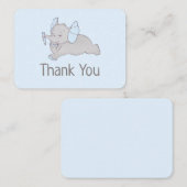 Cute baby elephant with blue pencil Thank you card Begleitkarte (Vorne/Hinten)