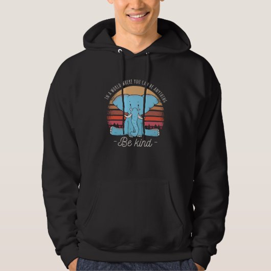 Cute Baby Elephant With Glasses Positive Quote Hoodie (Vorderseite)
