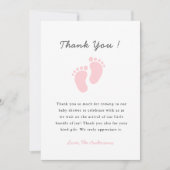 Cute Baby footprint Baby girl shower Dankeskarte (Vorderseite)