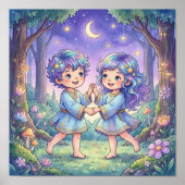 Cute Baby Gemini Zodiac Wall Art Poster (Vorne)