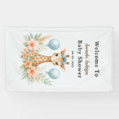 Cute Baby Giraffe Boy Baby Shower | Blue Safari Banner (Horizontal)