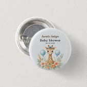 Cute Baby Giraffe Boy Baby Shower | Blue Safari Button (Vorne & Hinten)