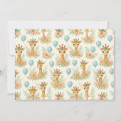 Cute Baby Giraffe Boy Baby Shower | Blue Safari Einladung (Rückseite)
