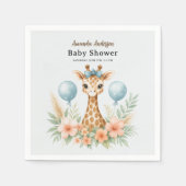 Cute Baby Giraffe Boy Baby Shower | Blue Safari Serviette (Vorderseite)