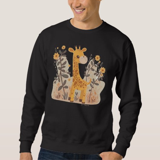 Cute Baby Giraffe on Giraffe Children and Giraffe Sweatshirt (Vorderseite)
