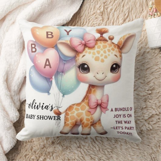 Cute Baby Giraffe with Balloons Baby Shower Kissen (Decke)