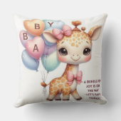 Cute Baby Giraffe with Balloons Baby Shower Kissen (Rückseite)