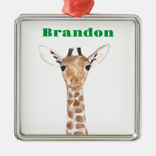 Cute Baby Giraffe Zoo Jungle Safari Animals Ornament Aus Metall