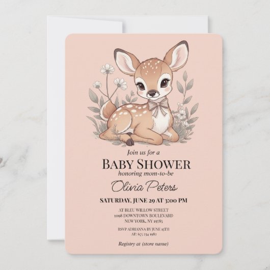 Cute Baby Girl Baby Shower Invitation Einladung (Vorderseite)
