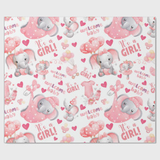 Cute Baby Girl Baby Shower & Newborn Girl Present Geschenkpapier
