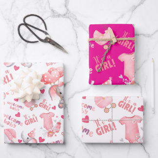 Cute Baby Girl Baby Shower & Newborn Girl Present  Geschenkpapier Set